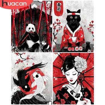 

HUACAN DIY Pictures By Number Cat Kits Drawing On Canvas Painting By Numbers Bear Hand Painted Paintings Art Gift Home Decor