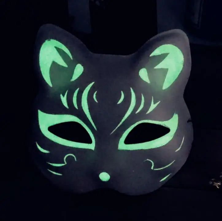 Хэллоуин косплей вечерние лисы маска светящаяся кошка Половина лица Маска