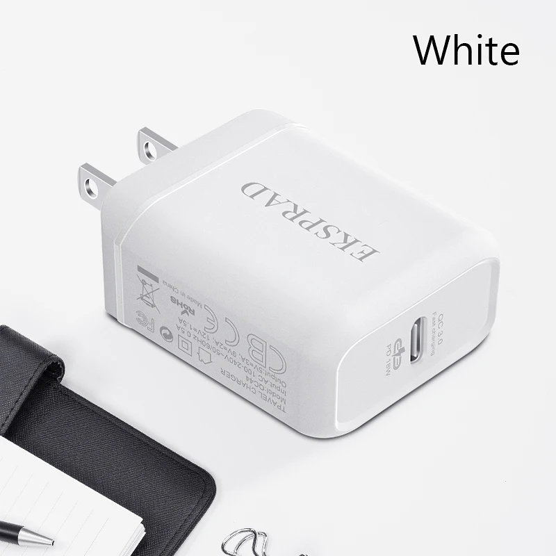 Eksprad для iphone быстрое зарядное устройство USB C к Lightning Кабель 18 Вт PD USB C настенное зарядное устройство Тип c Быстрая зарядка США Разъем для iphone 11 Pro - Тип штекера: White Charger