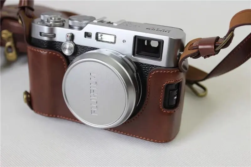 Винтажный чехол для камеры из искусственной кожи для Fujifilm X100F Fuji X100F, сумка для камеры, дизайн с открытой батареей+ ремешок+ чехол для аккумулятора