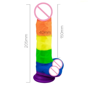 Rainbow Dildos Big Realistic Dildo Masturbator Clitoris Stimulator Huge Silicone Penis Sex Toys for Females Erotic for Adults 6