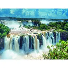 Pintura por números de paisaje, cascada, dibujo sobre lienzo, regalo pintado a mano, imagen por número, Kits de paisaje de árbol, decoración del hogar