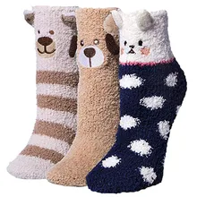 3 пары/партия, носки Harajuku пушистые носки пушистые домашние носки теплые, мягкие домашние тапочки с принтом спальный, милые Носки с рисунком животных для малышей Medias De Mujer;# D17