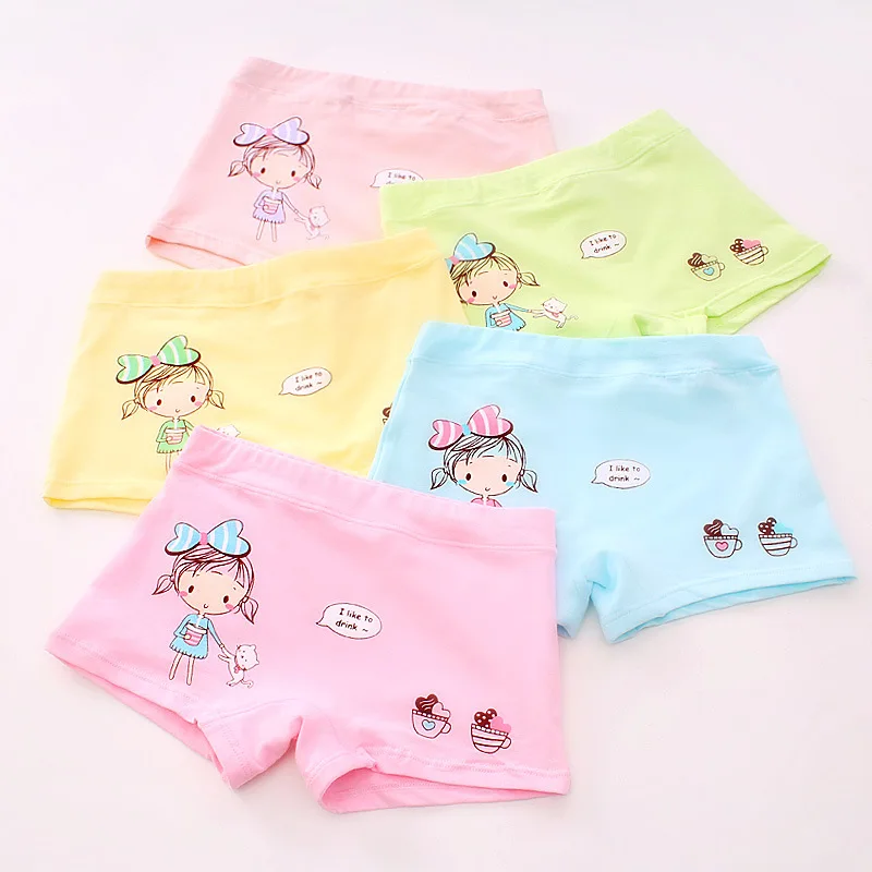Random colors 5PCS New 4pc/lot Girls Cartoon Underpants Young Girl Boxer Briefs Comfortable Cotton Panties Kids Underwear Baby Girls Clothes - Цвет: Random colors 5PCS