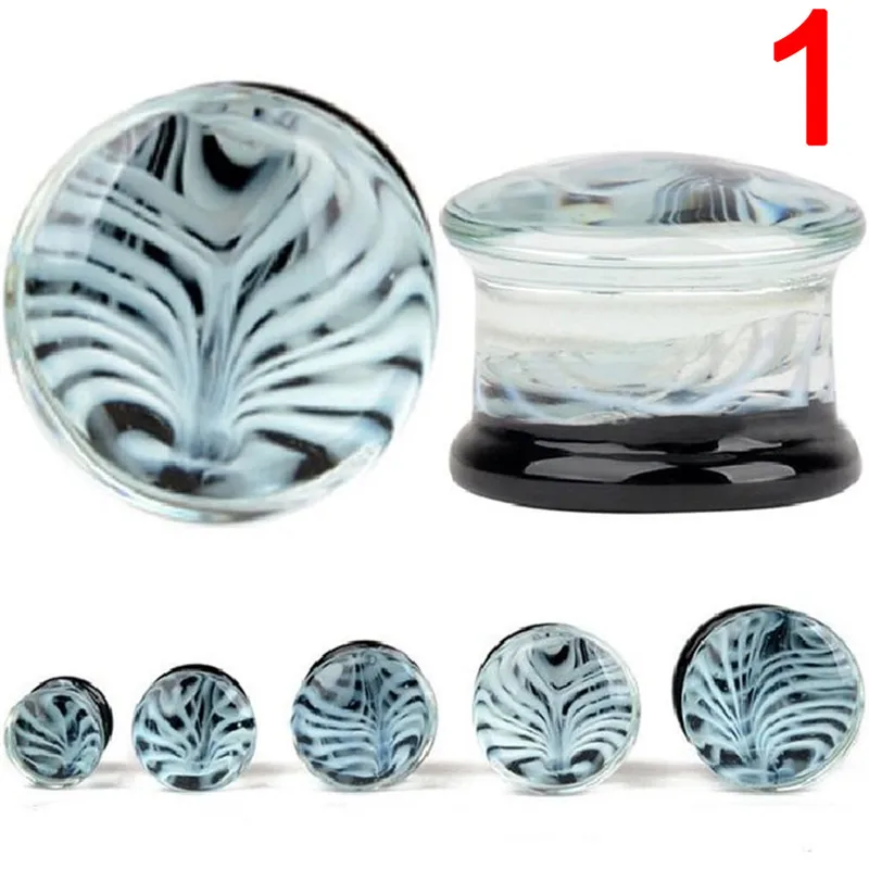 BK 1pc8-16mm стеклянный наушник туннель штекер verisimild морская Медуза светящийся ушной расширитель носилки пирсинг ювелирные изделия - Окраска металла: BK