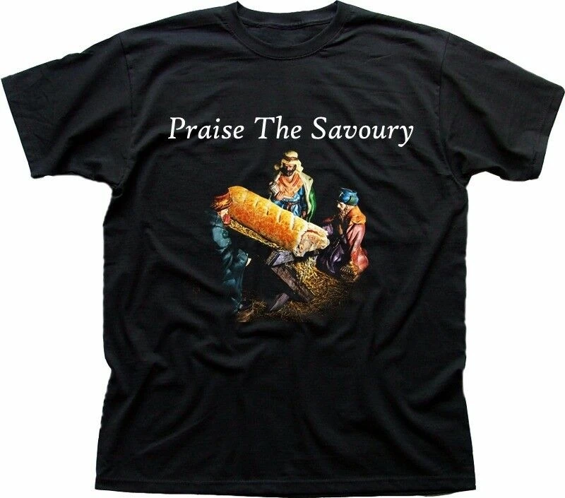 Praise the Savoury funny sausage in manger Greggs Christmas gift t-shirt FN9213 |
