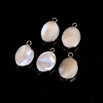 

2020 New Natural White Shell Elliptical Shape Pendant Necklace Jewelry Making Diy Charm Female Jewelry Size 12*23 Mm
