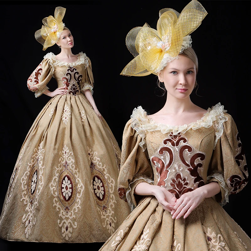 

Formal Dresses Medieval Renaissance European Royal Women Embroidery Court Costume Gown Evening Dress Palace Stage Gothic Period