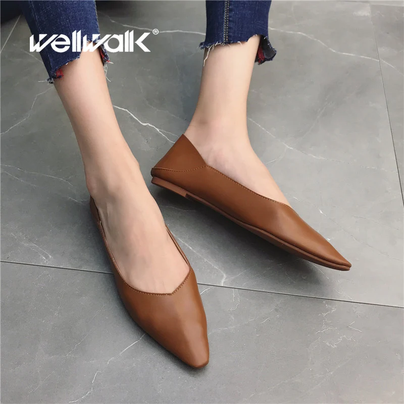 

Women Foldable Ballerinas Pointed Toe Leather PU Flat Shoes Ladies Summer Casual Ballet Flats Shallow Portable Korean Style