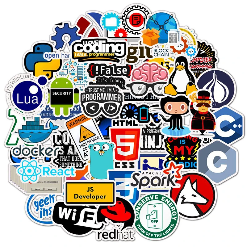 

50 PCS Laptop Sticker Programming Technology Software Programs Data Computer Stickers For Geek DIY Computer Laptop Phone For PS4