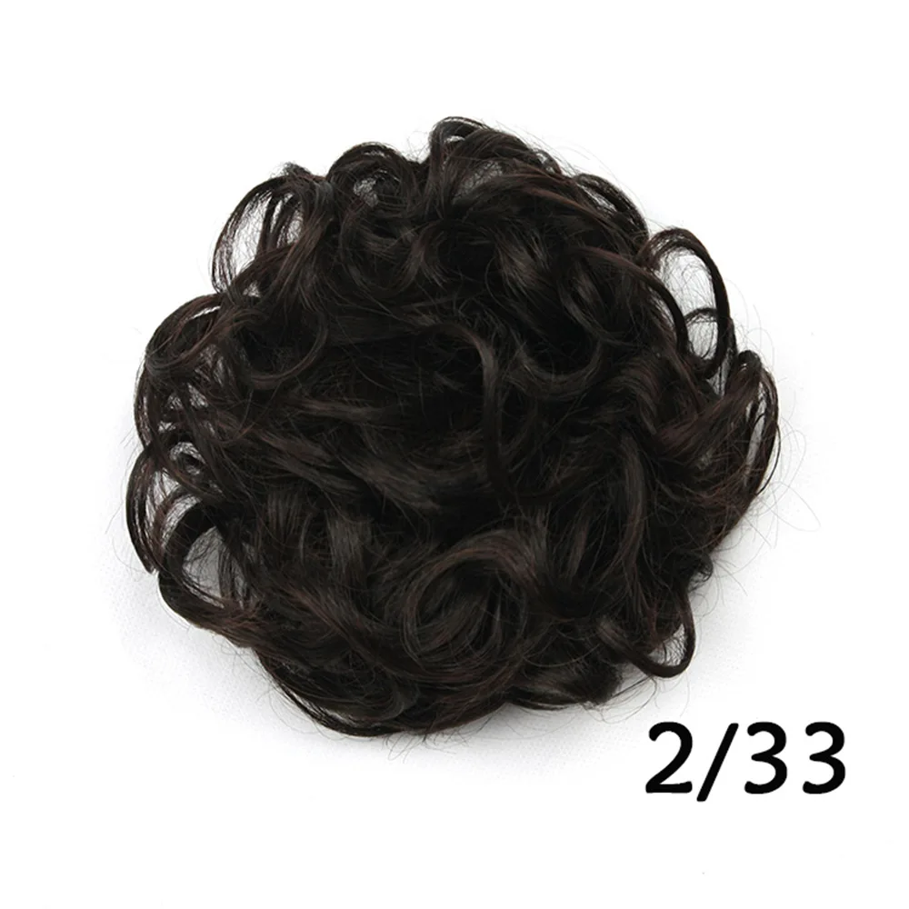 Vigorous Synthetic Hair Chignon Donut Curly Hair Bun Pad Chignon Elastic Hair Rope Rubber Band Hair Extensions for Women and Kid - Цвет: 2-33