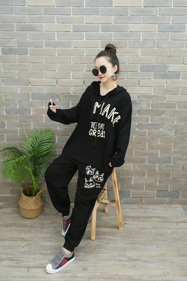 Vefadisa Plus Size Letter Print Women T-shirt 2020 Autumn Hooded Long Sleeve T-shirt Casual Pullover Women T-shirt QYF3716