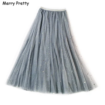 

Women's Sequined Pleated A Line Skirts 2020 Spring Summer Skirts Sweet Girl Korea Knee Length Skirt Chic High Waist Skirt Female