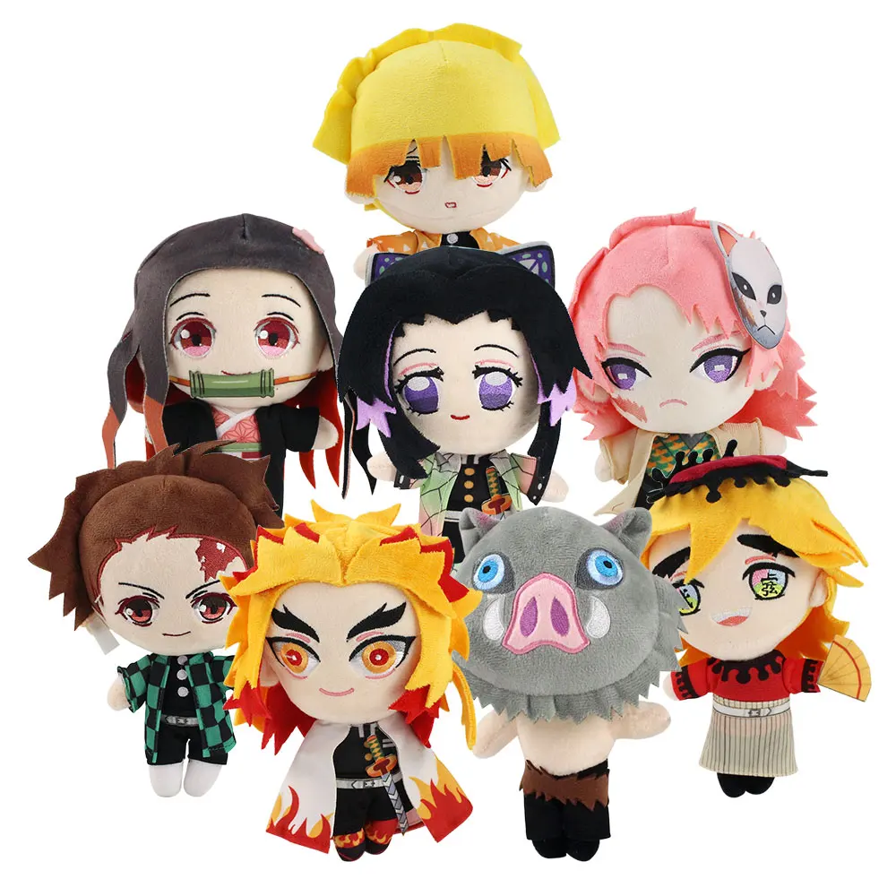 21-23 см убийца демона Kimetsu No Yaiba Kyoujurou Kamado Nezuko Shinobu Tanjirou Zenitsu Inosuk Douma Sabito плюшевые игрушки куклы Подарки