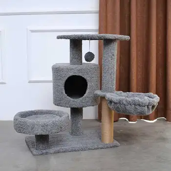 

Large Sword Mackerel Climbing Cat's Nest Tree One Solid Wood Grab Board with Luxury Multi-storey Villa Toys