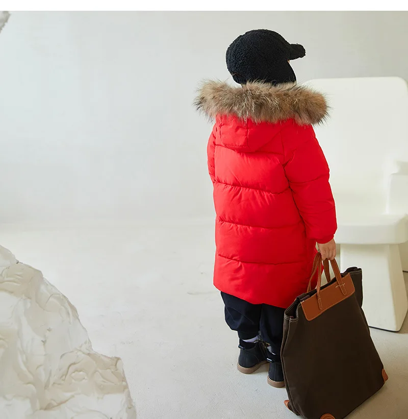 barn coat Winter Thick Long Coat Kid Coats For Boy Jacket Girl Fur Collar Hooded Coat Fashion Snowsuit 3-10Y Teen Children Overcoat Parkas outerwear jacket