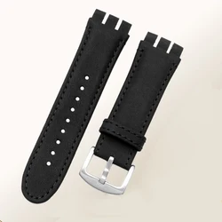 Premium Men's 23mm Soft Waterproof Genuine Leather Watchband - Black & Brown Cowhide Bracelet - 23mm silver clasp (B Black)