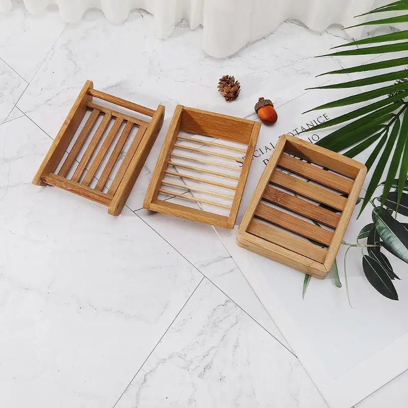 

Portable Soap Dishes Creative simple bamboo manual drain soap box Bathroom bathroom Japanese style soap soap box G8TB