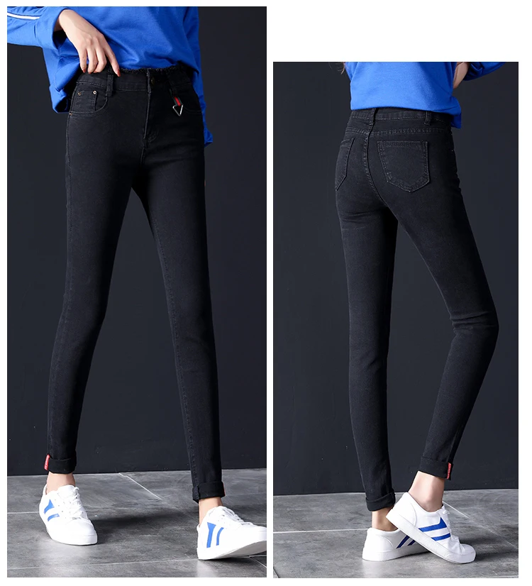 Осенние зимние джинсы новые женские модные вельветовые джинсы с высокой талией Большие размеры обтягивающие женские джинсы узкие брюки