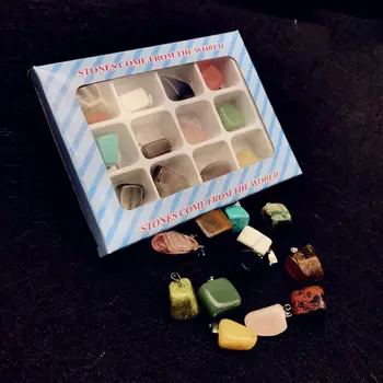 

12 Pcs/box Natural Imitation Crystal Stone Irregular Pendant Jewelry DIY Necklace Accessories