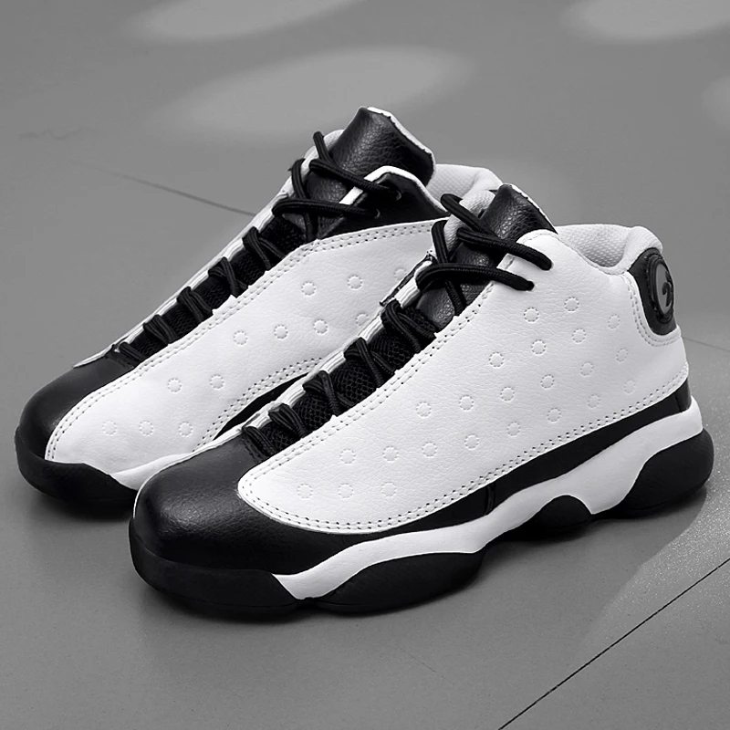 Новая баскетбольная обувь для детей Jordan Детские кроссовки Jordan Ретро 4 Нескользящая спортивная обувь для мальчиков уличный тренажер для мальчика корзина - Цвет: Black-White