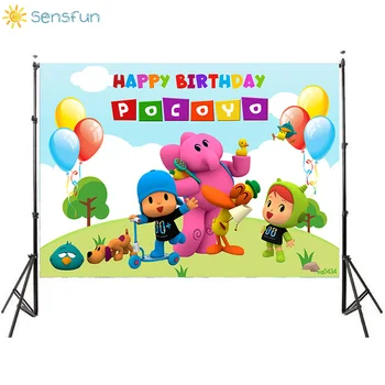 

Sensfun Cartoon POYOCO Backdrop Photo Balloon Child's Happy Birthday Photographic Background Custom Name Party Vinyl Banner