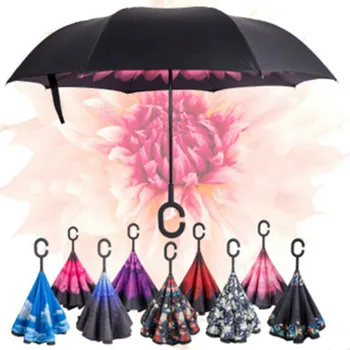 

Reverse Umbrella Double-layer Long Handle Umbrella Men's And Women's Custom Windproof Car Folding Anti-bone Umbrella