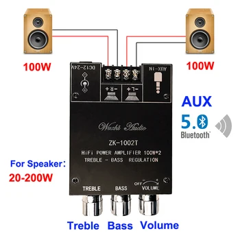 

2*100W Dual TPA3116D2 Bluetooth 5.0 HiFi Stereo Audio Digital Power Amplifier Board Tone Home Theater Aux Amp
