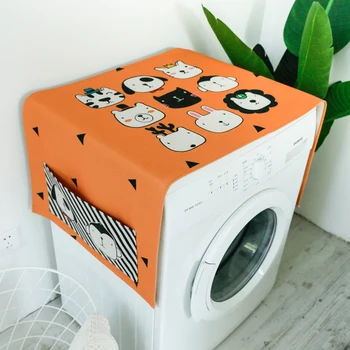 

Heavy Duty Cotton Linen Cartoon Animal Washing Machine Cover Fresh Bedside Table RefrigerAtor Cover Cloth Dustproof Cover