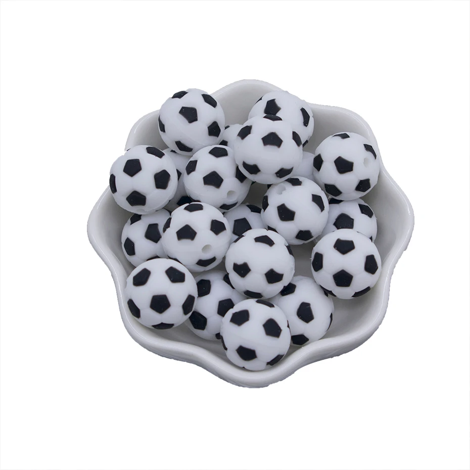 100pc BD013-10 100p футбольная силиконовая соска с бусами, цепочка, аксессуары для прорезывания зубов, бусины, не содержит бисфенол, силиконовый прорезыватель, прорезыватель, ожерелье, Товары для малышей - Цвет: 100pc BD013-10