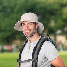 Шапка-ушанка Водонепроницаемость быстросохнущие Регулируемый козырек на открытом воздухе, в рыбацком стиле Кепки с защитой подбородка строка для рыбалки для скалолазания