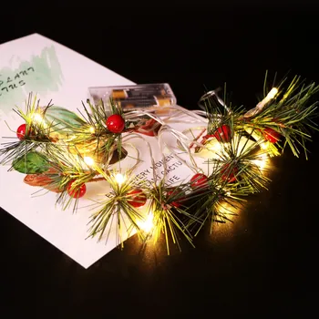 

Christmas Tree Decorations Pine Branch Berry Light Strings Decorative Lights 10 LED 1.65M Merry Christmas