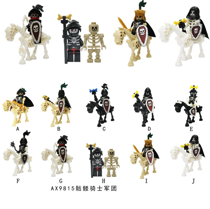 Средневековый замок Рыцари фигурки крестоносцы римский солдат Спартак воин гладиаатус Скелет лошадь щит строительные блоки игрушки