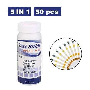 

50pcs /bottle 5 In1 Swimming Pool Spa Water Test Strips Chlorine Bromine Ph Alkalinity Acid Water Hardness Kit Paper Test Tool
