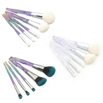 

5Pcs/set Transparent Crystal Makeup Brushes Set Foundation Powder Blush Eyeshadow Concealer Lip Eye Make Up Brush