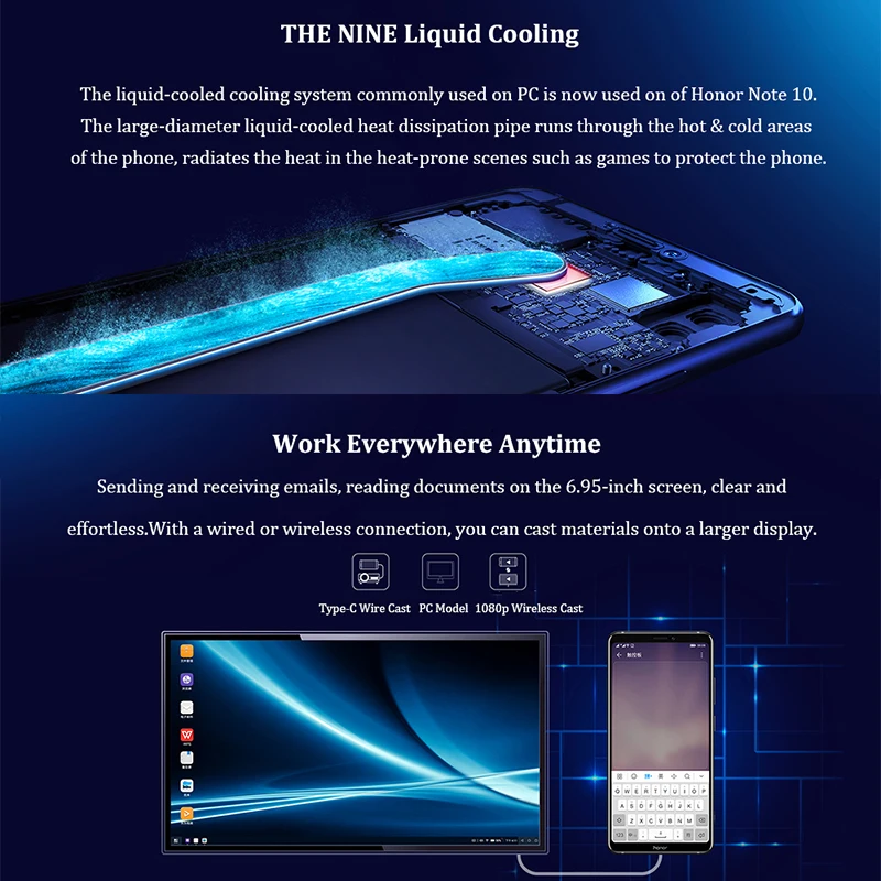 Original Honor Note 10 Google Play Smartphone Kirin 970 Octa core 6.95 inch 24MP+16MP AI Cameras 5000mAh Moblie Phone Android
