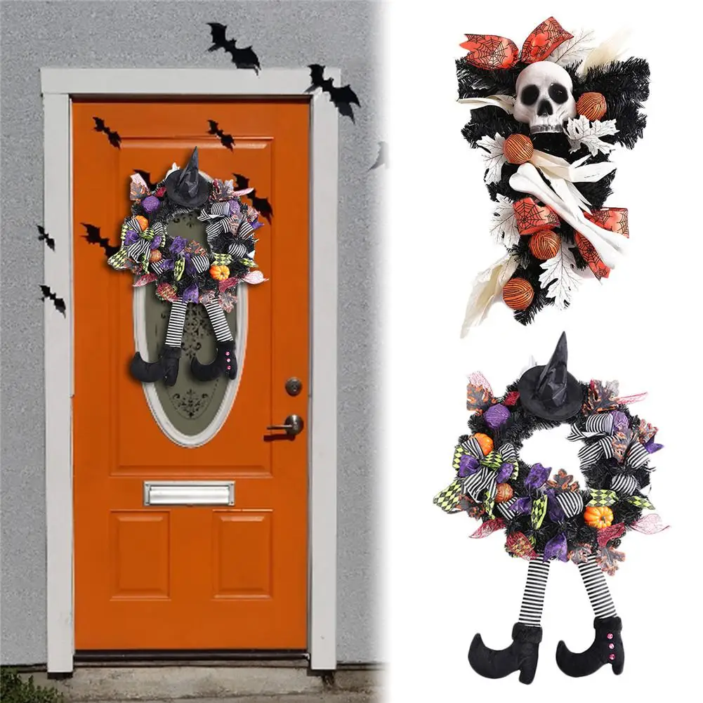 

Maple Wreath Halloween Thanksgiving Door Hanging Halloween Ornaments Halloween Berry Vine Halloween Door Window Decorations