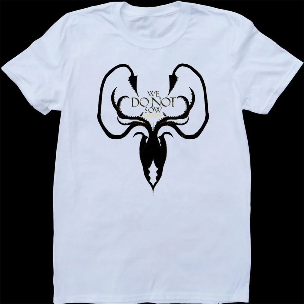 Белая футболка с надписью Game Of Thrones House Greyjoy We Do Not Sow на заказ |