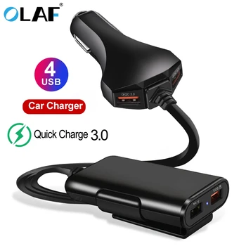 

60W 4 Port QC 3.0 Car Charger Quick Charge 3.0 Phone Car Fast Front Back Charger Adapter Car Portable Charger Plug for iPhone