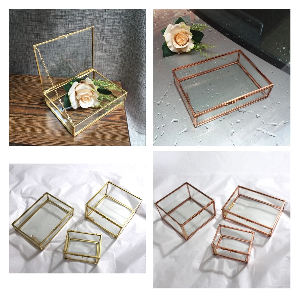 Glass House Terrarium Geometric Container Planter Wedding Card Box Candle Table Decor - 13 x 13 x 8cm