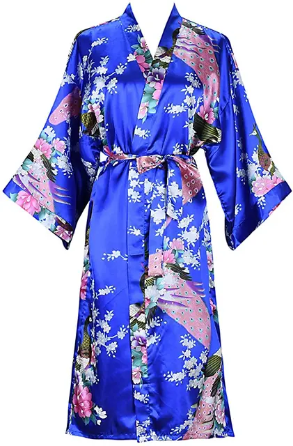 Robe de mariée en Satin de soie pour demoiselle d'honneur, peignoir Floral, Kimono court, Robe de nuit, Robe de bain, à la mode, pour femmes