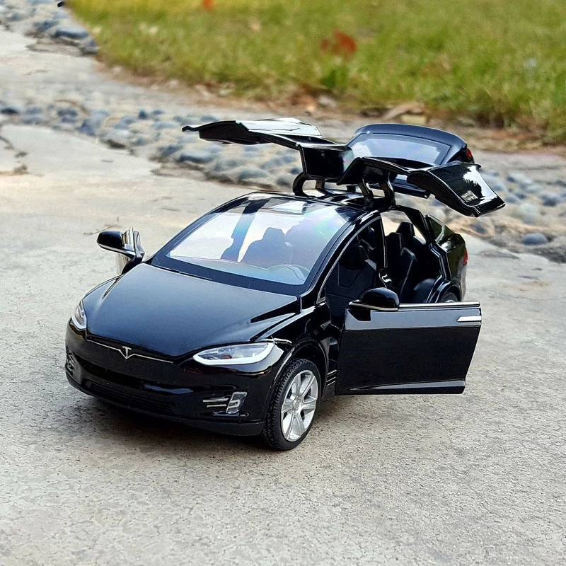 Модель автомобиля Tesla X 1:32 модель из сплава игрушечные машинки подарки для детей