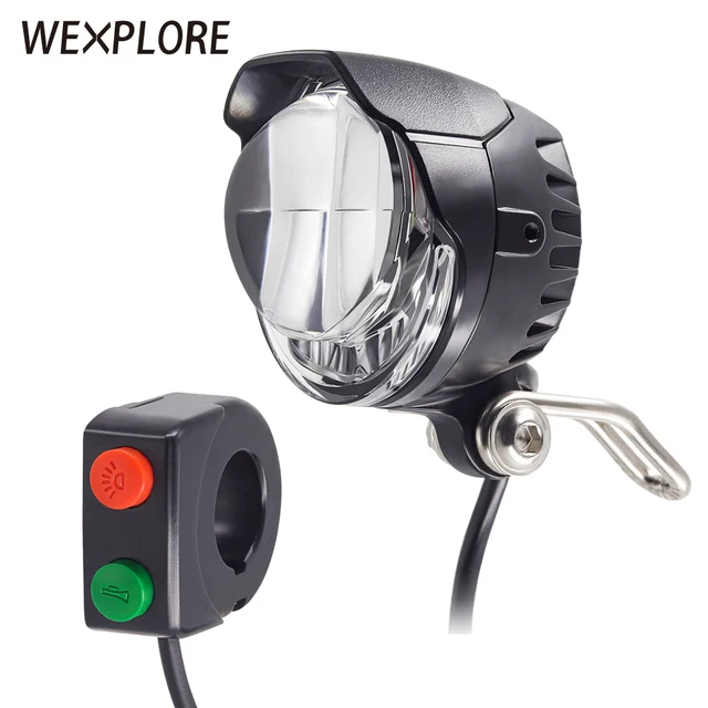 US $14.28 Ebike Light Electric Bicycle Light Builtin Speaker Input 12V 24V 36V 48V 60V 72V LED Lamp 85Lux El