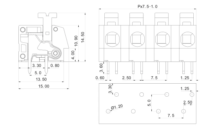 KF202 7,5 2P~ 12P PCB Пружинные клеммные блоки DG202 7,5 мм 2PIN~ 12PIN 12A 300V Феникс контакт DEGSON KEFA янниу