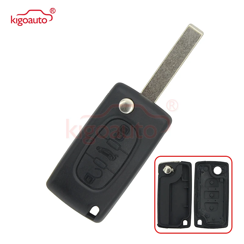 

Kigoauto CE0523 3 Buttons middle trunk button HU83 key blade Flip Remote car Key Shell Blank Cover For Citroen key case