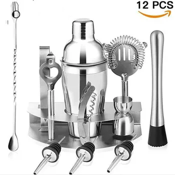 

350ML/550ML/750ML 12 Pcs Cocktail Shaker Y Shiny Stainless Steel British Cocktail Shaker Set Rose