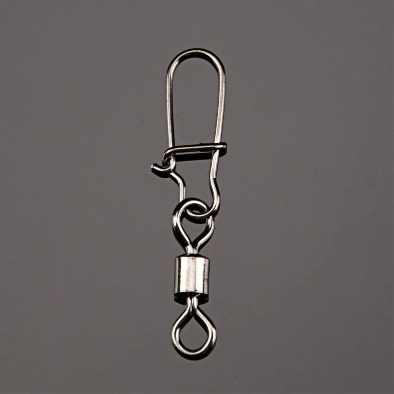 

50Pcs Steel Alloy Fishing Bearings Hooked Snap Pins Rolling Swivel Connector Fishhook Lure Sea Fishing Tackle Accessories