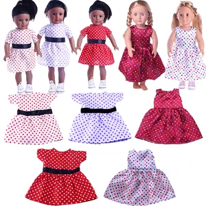 Doll Plaid Dot Skirt Clothes Fit 18 Inch American Doll 40-43cm Born Baby Accessories For Baby Birthday Festival Gift