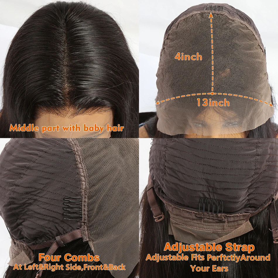 Rosabeauty 28 30 32 34 дюйма прямые 13x4 парики из человеческих волос на сетке спереди