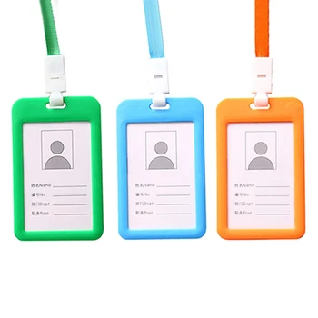 

Portable Colorful Employee Plastic ID Card Holder Name Tag Lanyard Neck Strap Staff Work Card Office & Stationery Supplies